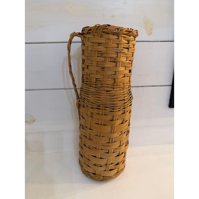 Vintage 20" Tall Wicker Rattan Basket For Sale - Image 4 of 4