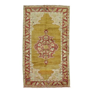 Zabihi Collection Mustard Antique Turkish Scatter Throw Size Rug - 3'3" x 5'6" For Sale