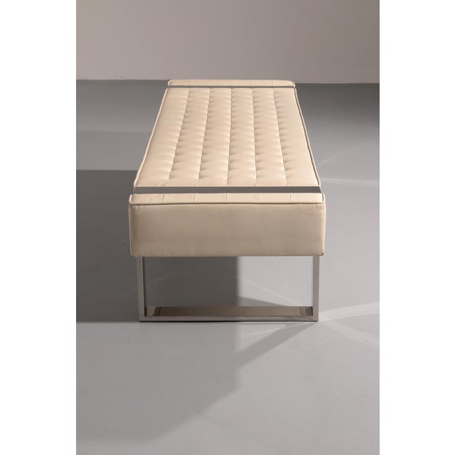 German Leather Bench with Chrome Base, 1980 For Sale - Image 9 of 13