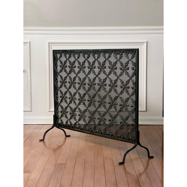 Early 20th Century Arts and Crafts Cast Brass and Iron Fire Screen in Black, Single Panel, Early 20th C. For Sale - Image 5 of 13