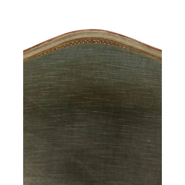 Tan 19th Century Louis XV Bergere Armchair in Blue Velvet For Sale - Image 8 of 9