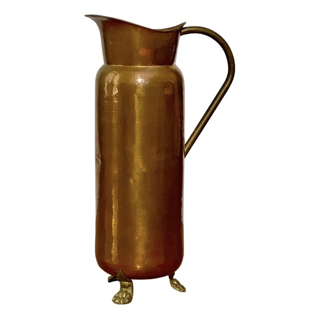 1900s Spanish Hammered Dovetailed Copper and Brass Umbrella Holder With Claw Feet For Sale