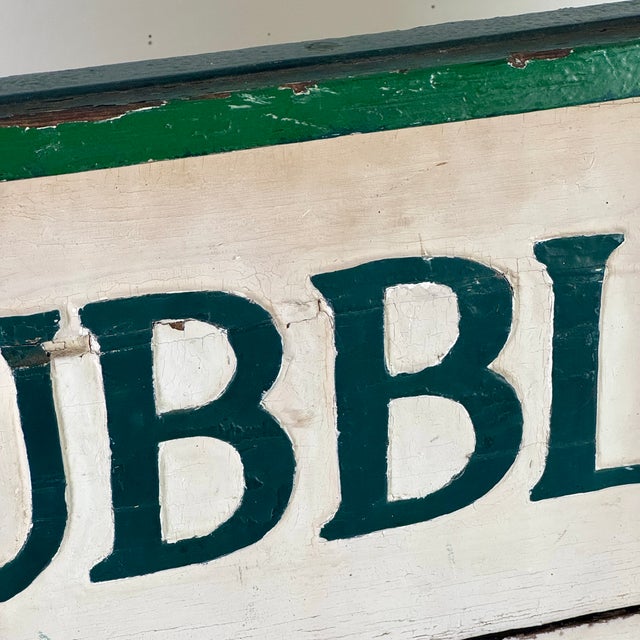 1930s 1930s Joyful Double Sided Wooden Trade Sign Advertising "Bubbling Brook Farm" in Green Paint For Sale - Image 5 of 10
