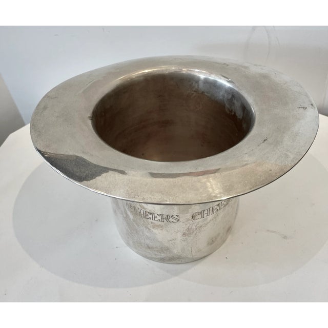 Silver English Silver Plate, Top Hat Bottle Cooler, Cheers For Sale - Image 8 of 10