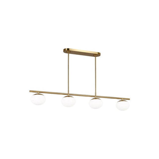 Modern ED Ellen DeGeneres by Visual Comfort Studio Lune Medium Linear Chandelier, Burnished Brass For Sale - Image 3 of 5