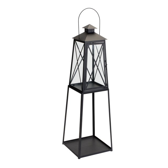 Elevate your home decor with this elegant Set of Traditional Metal Lantern Stands. Designed with a classic black finish...