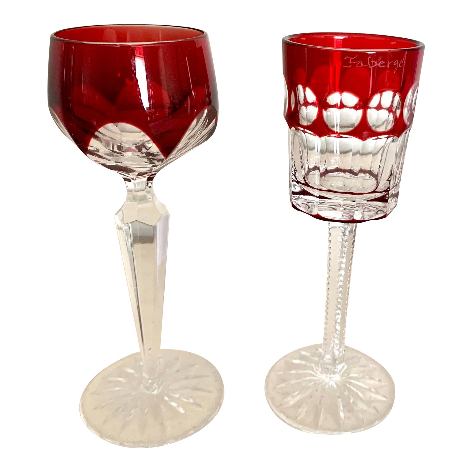 Faberge Red Crystal Cordial Glasses a Pair Chairish