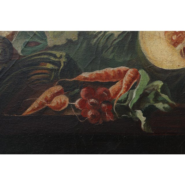 A. Platteau, Still Life with Vegetables and Pottery, 1920s, Oil on Canvas For Sale - Image 9 of 12
