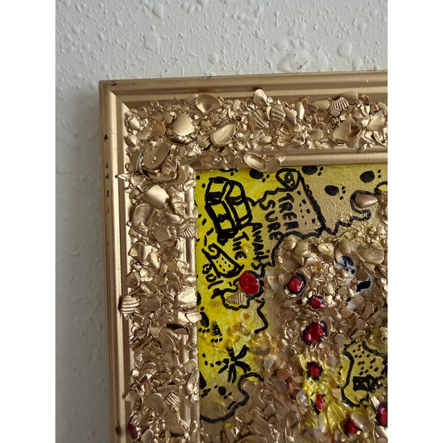 2020s Serg Graff "The Pirate Gold Map Original Mixed Media Shell Painting Treasure Art For Sale - Image 5 of 11