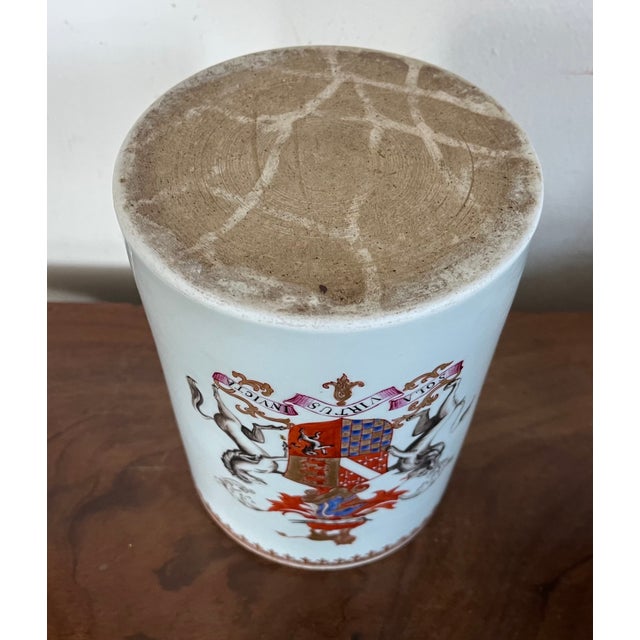 Red Very Large Antique 18th Century Chinese Export Porcelain Armorial Tankard Mug With the Coat of Arms of the Duke of Norfolk For Sale - Image 8 of 8