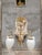 Brass 1950s Stilnovo Elegant Five-Arm Brass Chandelier With Frosted Glass Drops For Sale - Image 8 of 8