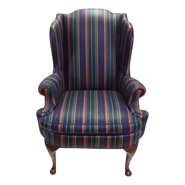 Late 20th Century Hickory Chair Company Historic James River Collection Queen Anne Wingback Chair For Sale