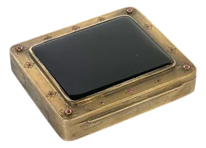 German Emil Brenk Gilt Sterling Silver, Onyx and Gemstone Cosmetic Case
