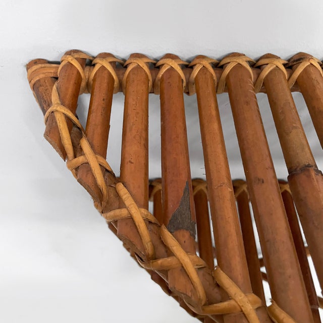 1960s Mid-Century Modern Italian Wall Console in Rattan, 1960s For Sale - Image 5 of 12