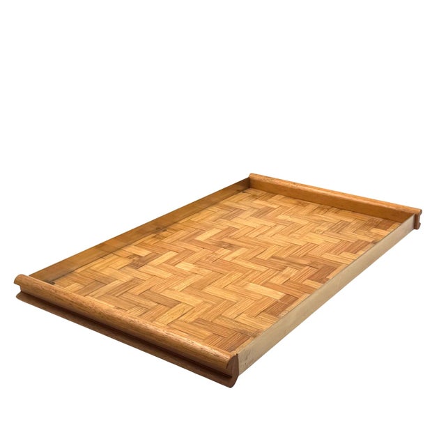 Hollywood Regency Bamboo and Brass Tray, Italy, 1970s For Sale - Image 4 of 16