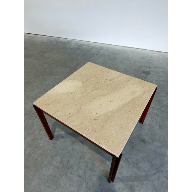 Auburn 1960’s Danish Rosewood and Travertine Coffee and Side Table Set - Two Pieces For Sale - Image 8 of 12