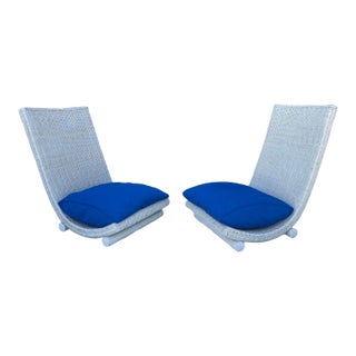 Stunning Côte d'Azur Low-Slung 1960s Wicker Chairs – France. For Sale