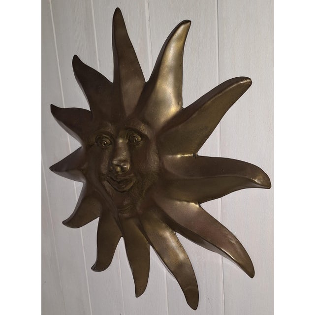 Vintage Sun Wall Relief in Brass, 1970s For Sale - Image 3 of 5
