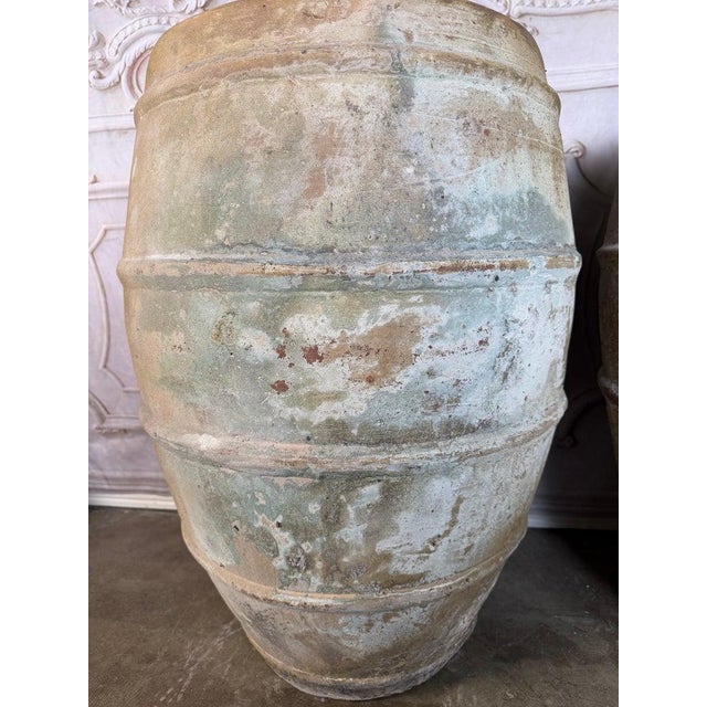 Spanish Pair of Antique Mediterranean Terracotta Storage Jars With Weathered Patina For Sale - Image 3 of 12