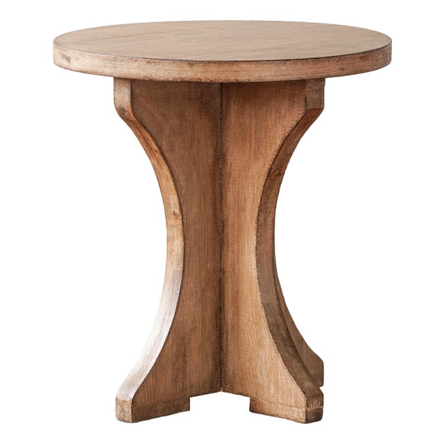 Matthew Izzo Home Brutus Round Upcycled Pine Wood Side Table For Sale
