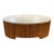 1970s Mid Mod Oval Travertine & Pencil Reed Coffeee 54" For Sale