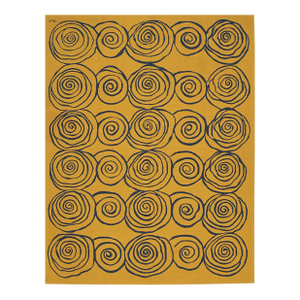 6x9 Stylish Iris Goldenrod Kilim Fluid Spirals Modern Handwoven Wool Carpet Rug