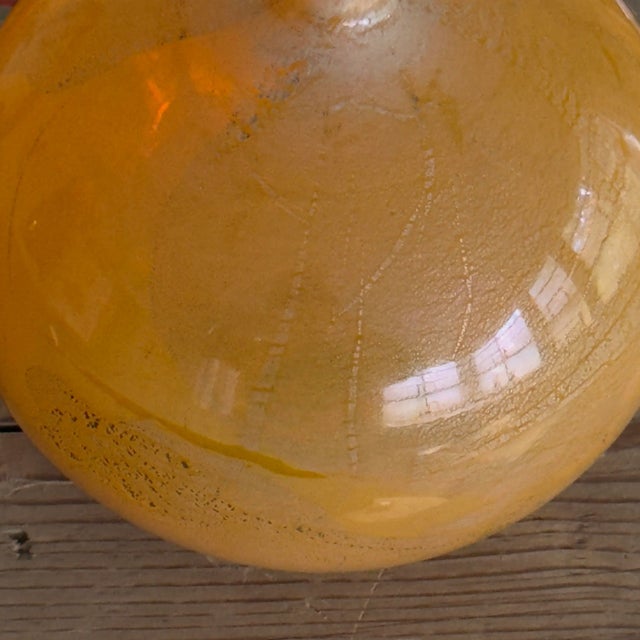 Glass Vintage Italian Modernist Hand-Blown Orange Peach Glass Vase, Signed For Sale - Image 7 of 12