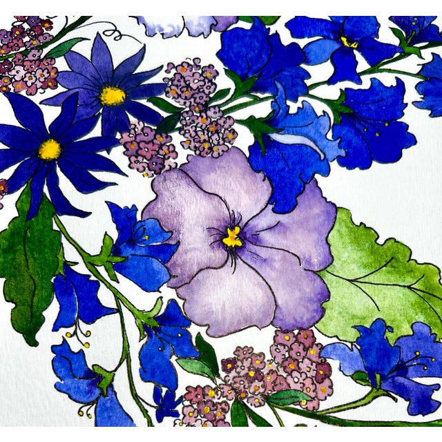 2020s Original Watercolor Painting “Purple Heart Garden” For Sale - Image 5 of 5
