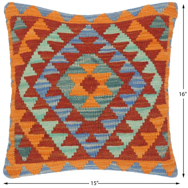 Shabby Chic Turkish Sidney Hand Woven Kilim Throw Pillow For Sale - Image 4 of 5