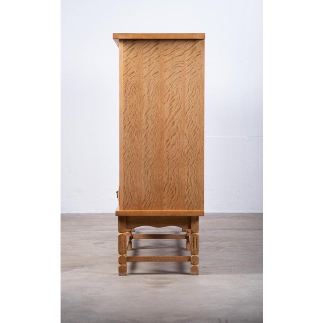 Brutalist Oak Sideboard attributed to Henning Kjærnulf, Denmark, 1960s For Sale - Image 14 of 18