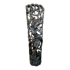 Indonesia Dancing Deity Male Serpent Carved Hardwood Statue