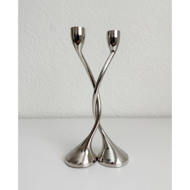 Late 20th Century Vintage Nesting Zigzag Candlesticks - A Pair For Sale - Image 5 of 11