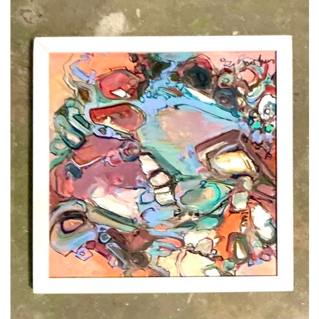 Vintage Boho Original Abstract Oil on Canvas For Sale - Image 9 of 12