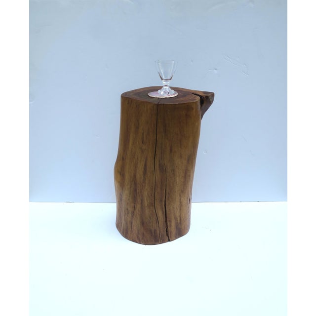 Pedestal Side Drinks Table, Natural Wood Trunk, Organic Modern Style For Sale In New York - Image 6 of 15