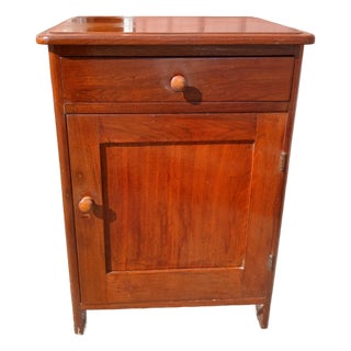 Antique Walnut One Door Wash Stand Commode With Drawer 1870s For Sale