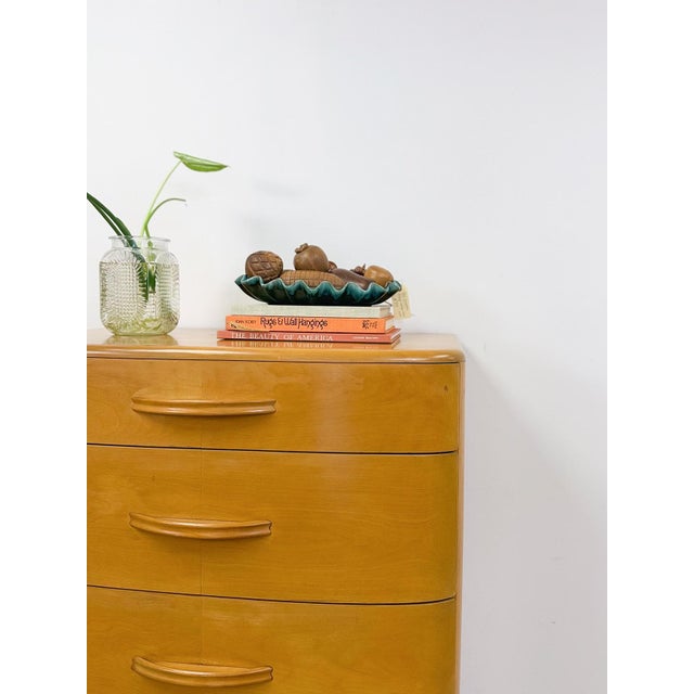 Heywood Wakefield MCM Tallboy 5-Drawer Dresser Pre-Wwii Vintage 32" Wide For Sale - Image 14 of 18
