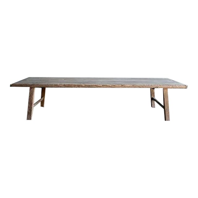 1940s Vintage Elm Wood Coffee Table For Sale