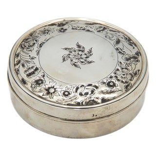 Vintage Cylindrical Silver Box For Sale