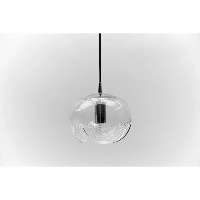 1960s Glass Ceiling Lamp Wave by Koch and Lowy for Peill & Putzler, Germany, 1960s For Sale - Image 5 of 10