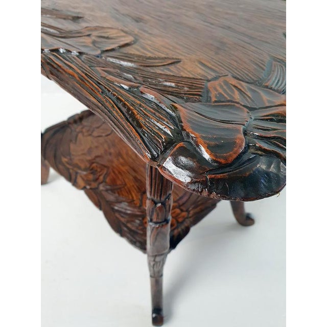 Japanese Art Nouveau Hand-Carved Kamakura Bori Side Table, 1900s For Sale - Image 5 of 12