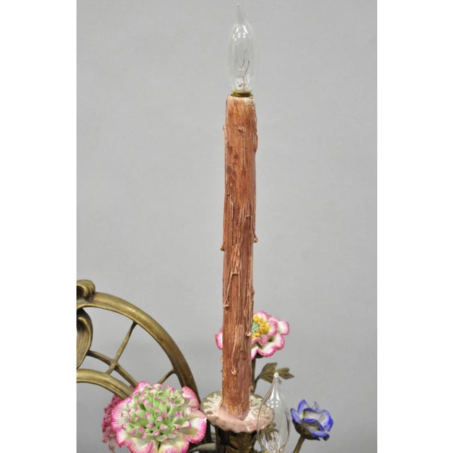 Late 20th Century French Louis XV Repro Bronze & Porcelain Candelabra Lamps by United Wilson, Pair For Sale - Image 10 of 18