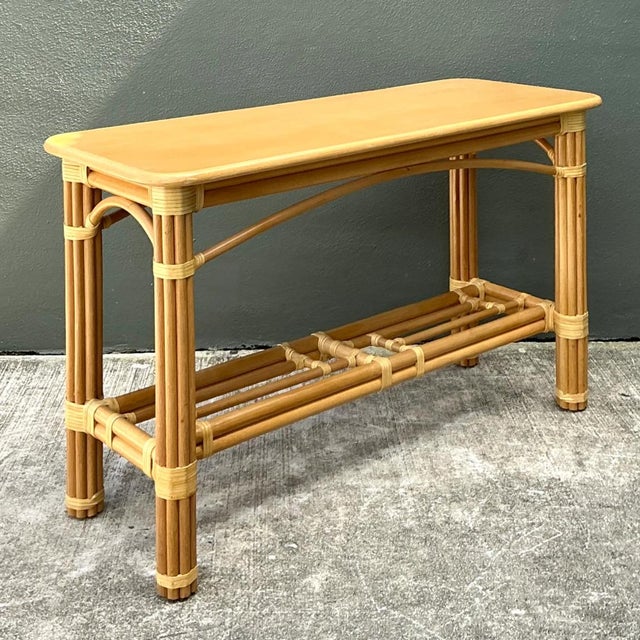 Vintage Rattan Console Table For Sale - Image 9 of 12
