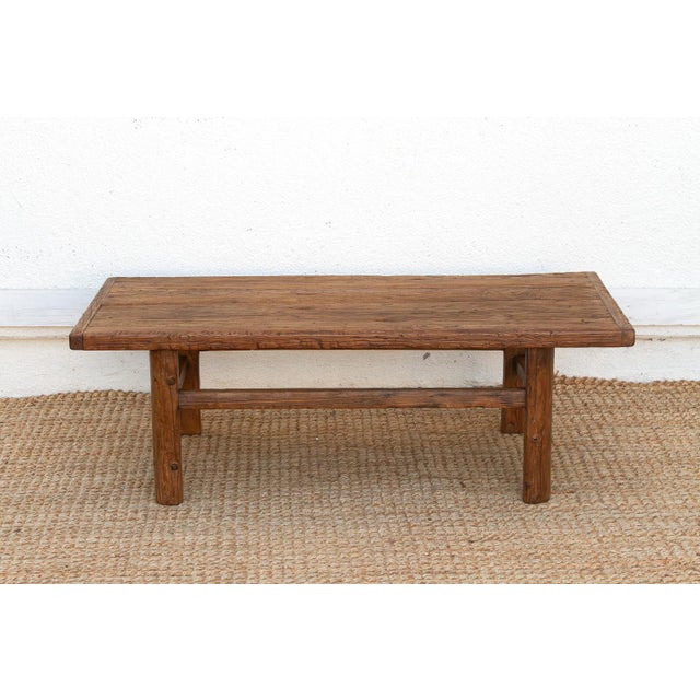 Rustic Warm Elm Stretcher Coffee Table For Sale In Los Angeles - Image 6 of 7