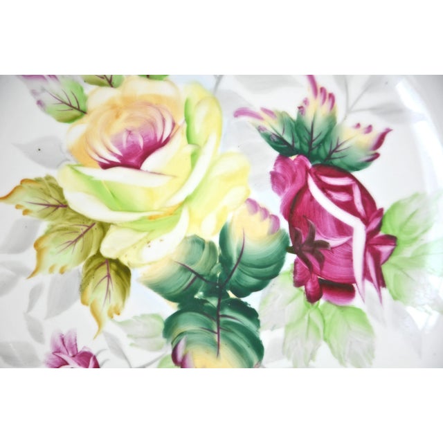 Farmhouse Rose Bouquet Porcelain Plate & Stand For Sale - Image 3 of 4