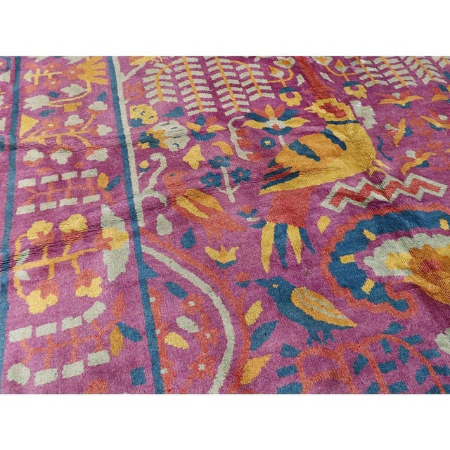 Mid 20th Century Galerie Shabab Collection Midcentury Handmade Indian Whimsical Pictorial Large Room Size Rug For Sale - Image 5 of 10