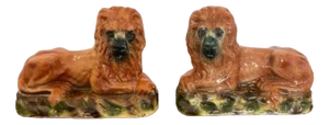 Victorian Staffordshire Lions, 1880s, Set of 2