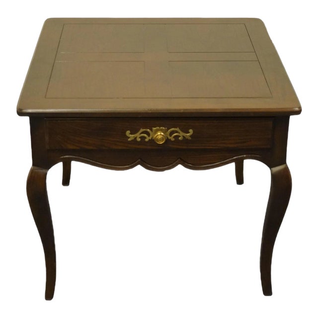 Henredon Furniture Solid Walnut Rustic Country Style 26" Square Accent End Table 42-8300 For Sale
