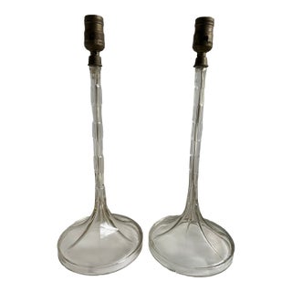 Vintage Thin Clear Glass Lamps a Pair For Sale