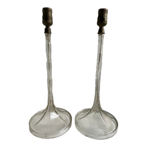Vintage Thin Clear Glass Lamps a Pair