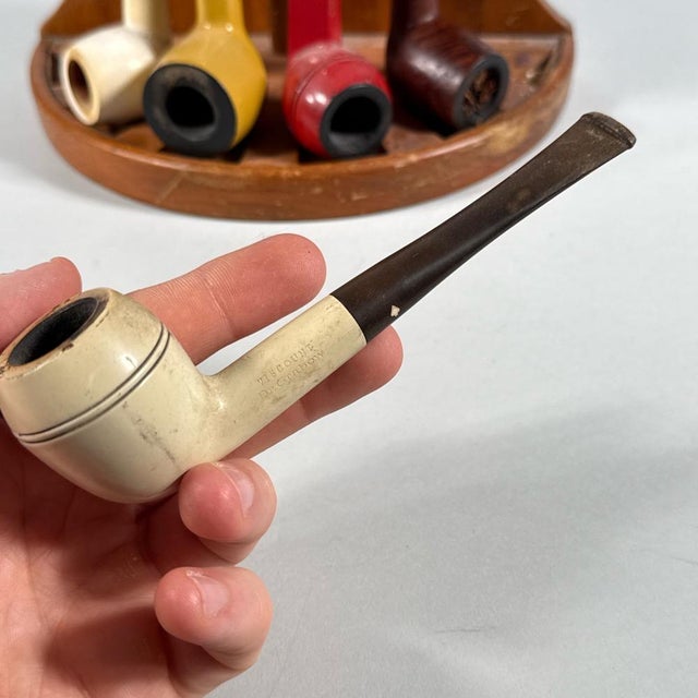 Wood Vintage Wooden Pipe Stand, Tool and Smoking Pipes—Set of Seven For Sale - Image 7 of 9
